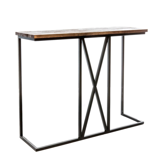 Kite cross bar table, black frame, solid pine tabletop, wenge stain color - photo 1