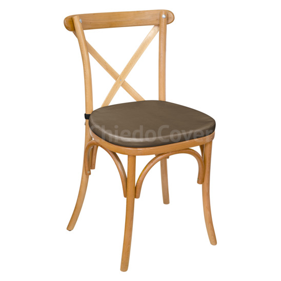 Crossback chair with brown cushion - photo 1