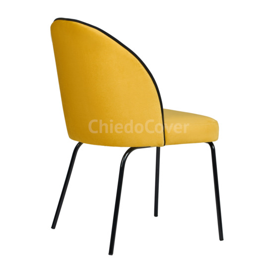 Tony's chair, yellow / black corduroy, black metal legs - photo 3