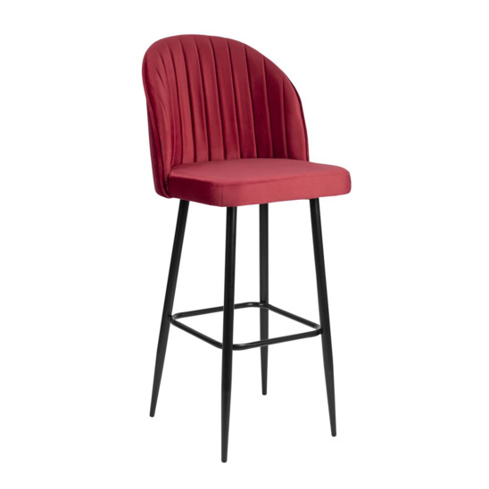 Tony bar stool, red velour Bella 04, metal black - photo 1