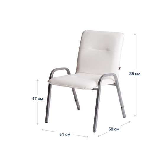 Rumba chair, Galaxy white leatherette, silver frame - photo 8