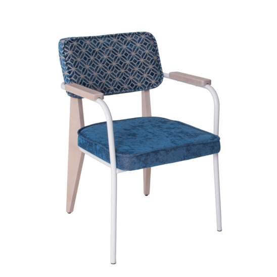 Mix chair, chenille Twinkle seat col.12 sky, chenille Twinkle star cool backrest. 12 sky, beech legs, white stain - photo 1