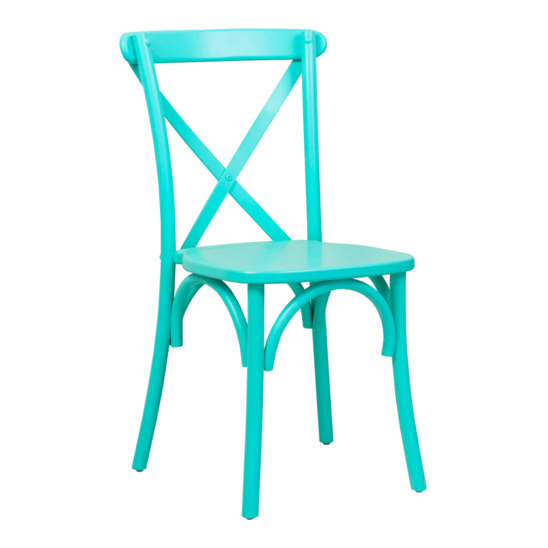 Crossback chair, wooden, turquoise - photo 1