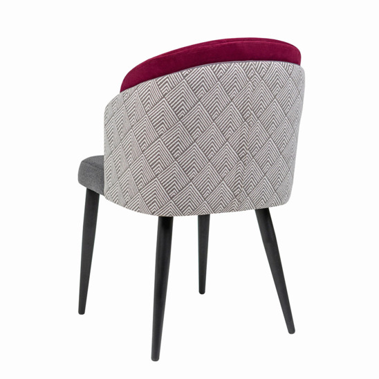 Lily half-seat, grey jacquard/bordeaux velour, metal legs - photo 3