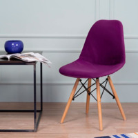 Product photo E01 chair cover for Eames, sealed, purple velour from the ChiedoCover company.