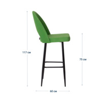 Product photo Mallin 750 bar stool, velour Velluto 31, legs metal black moire from the ChiedoCover company.