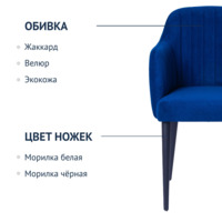 Product photo Tulip chair, royal blue corduroy, black legs from the ChiedoCover company.