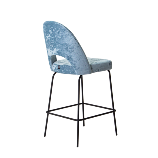 Mallin bar stool, velour Palermo sky08, metal legs - photo 4