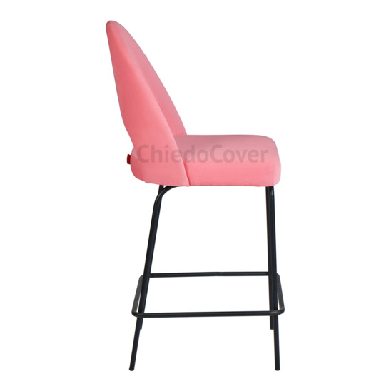 Mallin bar stool, pink corduroy, metal legs - photo 3