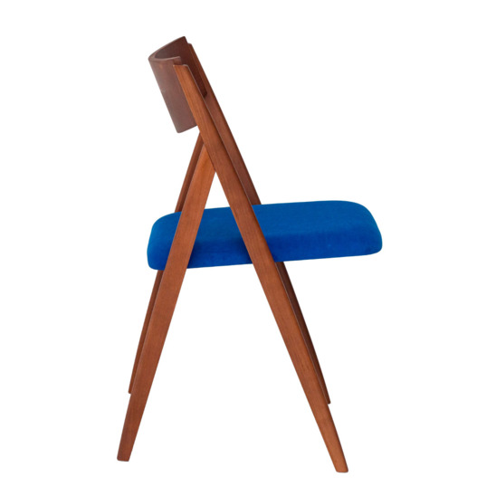 Clack folding chair, wooden backrest, blue - photo 3