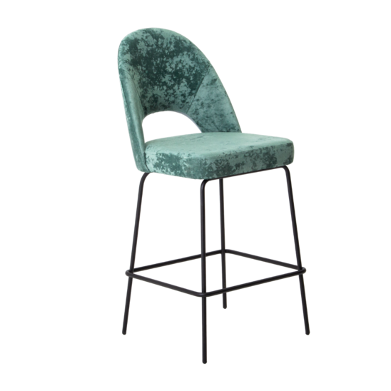 Mallin bar stool, velour Palermo mentol 09, metal legs - photo 1