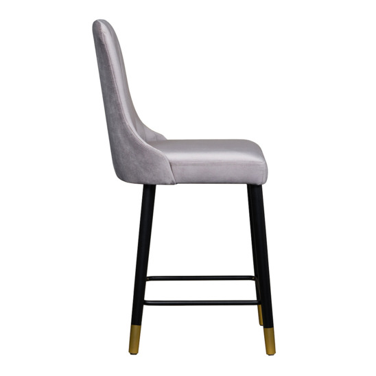 Kongsberg bar stool, grey velour, steel legs - photo 3