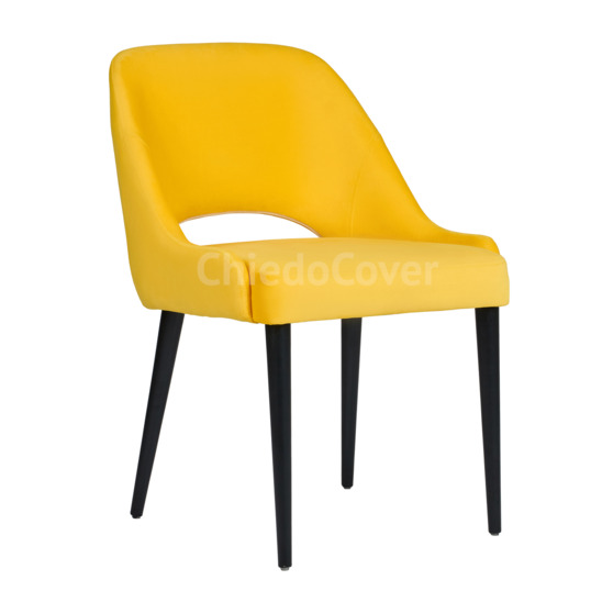 Mila chair, yellow corduroy, black legs - photo 1