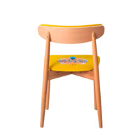 Product photo Rockwell chair, velour TEDDY 628, tiger head embroidery, beech legs, lacquer from the ChiedoCover company.