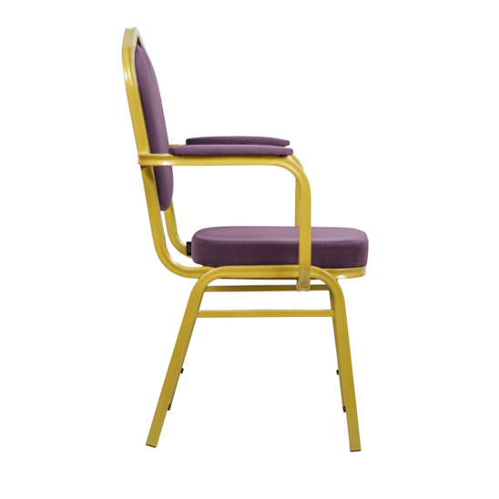 Hit 25mm chair with armrests, gold, purple velour - photo 2