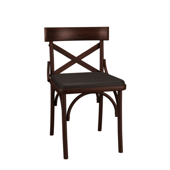 Country stain wenge chair, SPACE BROWN leatherette seat - photo 3