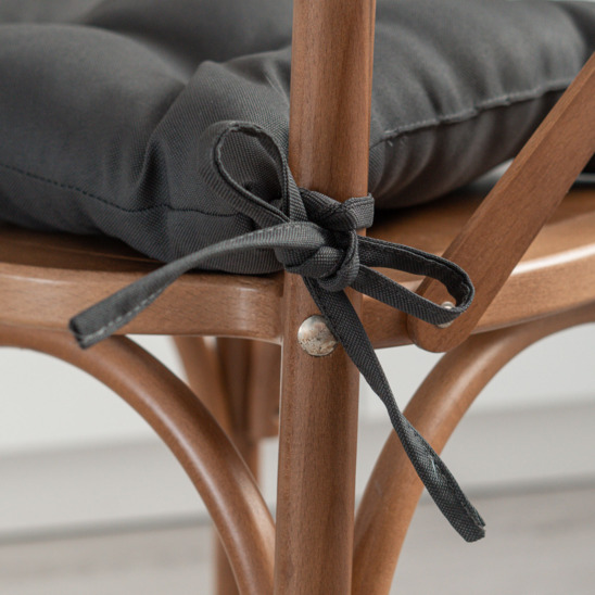 Cushion with ties for a chair, dark grey - photo 4