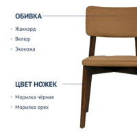 Product photo Topas chair, velour Velutto-03 beige, antique walnut from the ChiedoCover company.