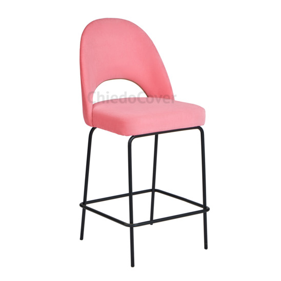 Mallin bar stool, pink corduroy, metal legs - photo 1