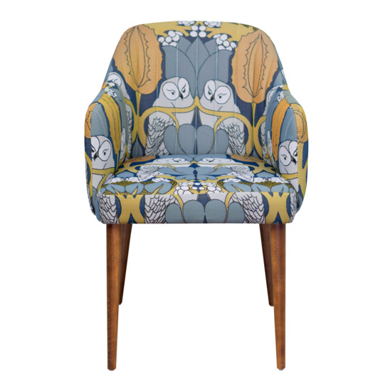 Tulip chair, Owl tapestry, brown legs - photo 2