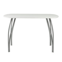 Product photo Leader 23 table, matt white, silver frame from the ChiedoCover company.