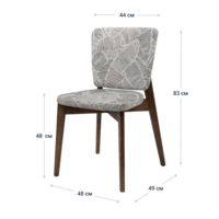 Product photo Safir chair, chenille Viola grey, antique walnut from the ChiedoCover company.