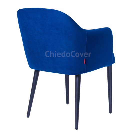 Tulip chair, royal blue corduroy, black legs - photo 3