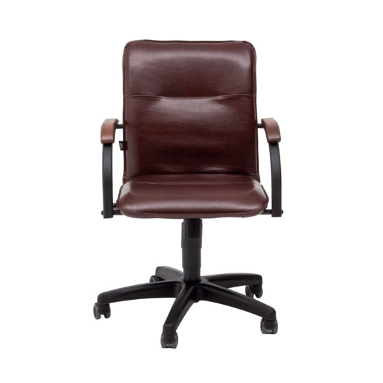 Office chair Samba, eco-leather Space Cognac, armrests beech, plastic crosspiece - photo 5