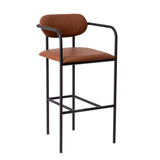 Rich bar stool, Pioneer C248 eco-leather, metal frame, black moire - photo 1