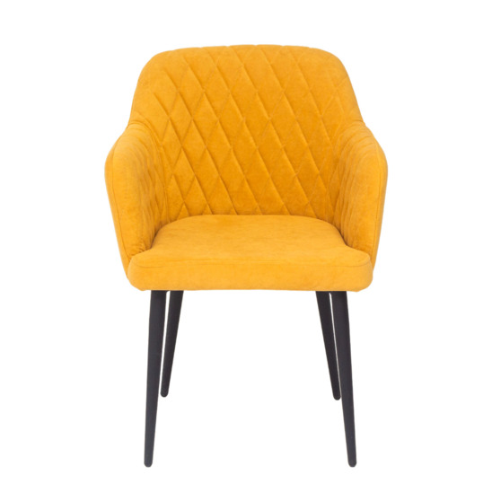 Tulip chair, yellow velour, metallic legs - photo 3