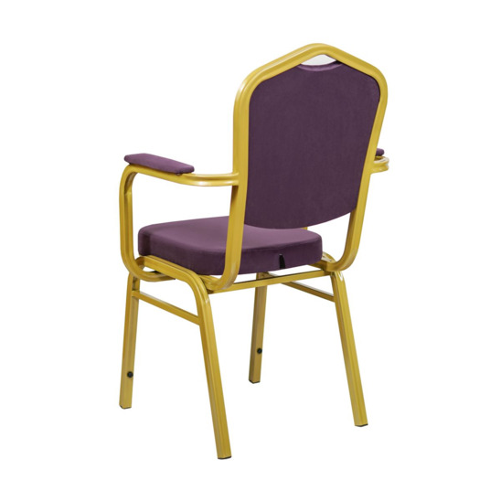 Hit 25mm chair with armrests, gold, purple velour - photo 3