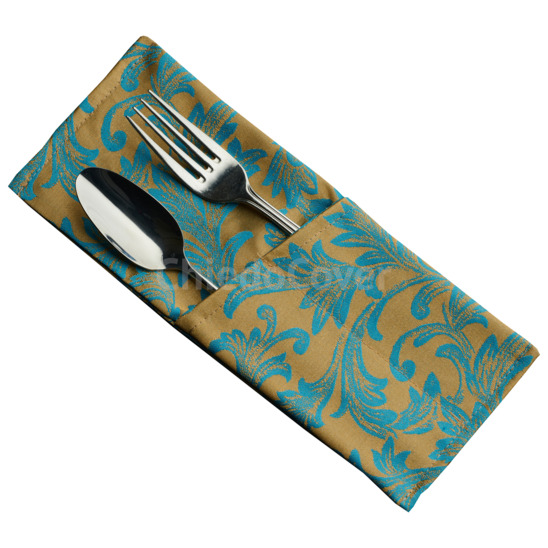 Couvert for 2 Mati devices, turquoise-gold monogram - photo 1