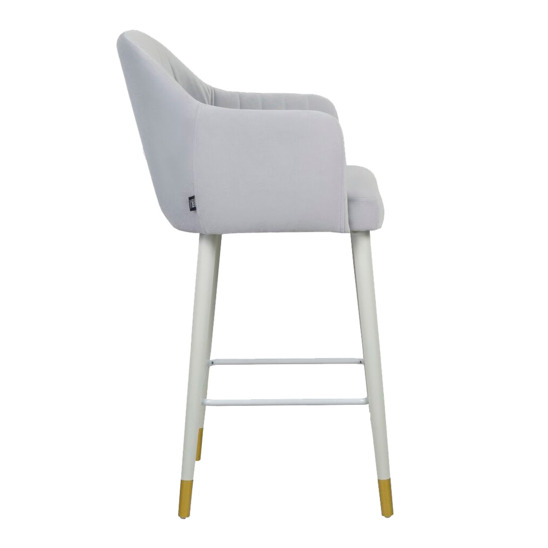 Tulip bar stool, grey, legs white/ gold - photo 6