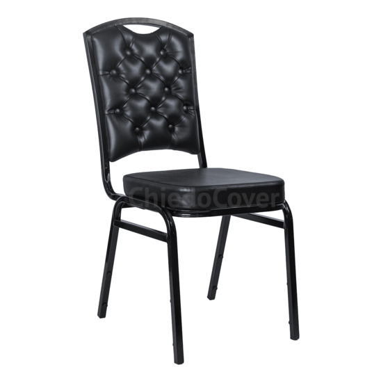 Patrick 20mm chair with carriage tie, black, leatherette black - صور 1