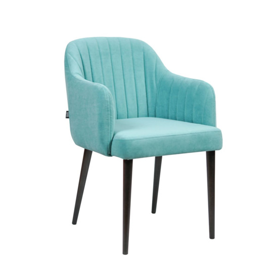 Tulip chair, turquoise velour, black legs - photo 1