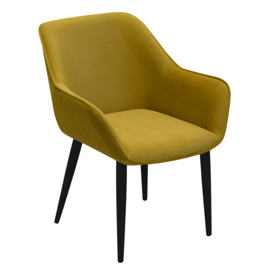 Euphoria chair without drapery, mustard velour, metal legs - photo 1