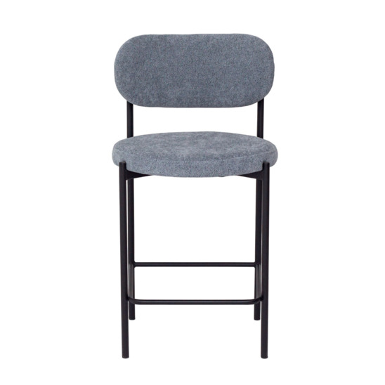 Gawaii bar stool, boucle Stella blue stone, legs metal black moire - photo 3