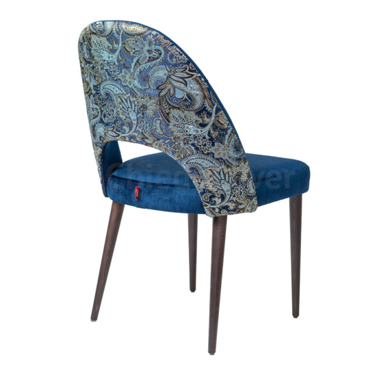 Mallin chair, chenille blue,jacquard pattern back, wenge legs - photo 2