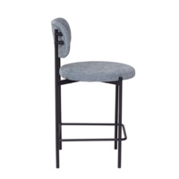 Product photo Gawaii bar stool, boucle Stella blue stone, legs metal black moire from the ChiedoCover company.