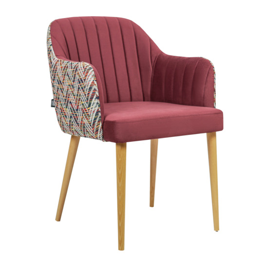 Tulip chair, Newtone wine microfibre, Arya indigo backrest, wooden legs - photo 1