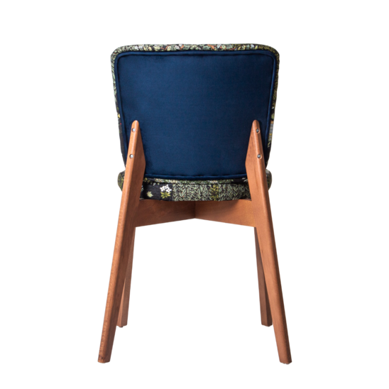 Safir chair, seat and backrest in front tapestry "By the stream", backrest in back velour imperia dark blue, legs beech, stain light walnut - photo 5