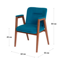 Product photo Bali chair, velour Teddy 133, light walnut stain from the ChiedoCover company.