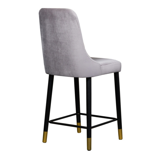 Kongsberg bar stool, grey velour, steel legs - photo 4