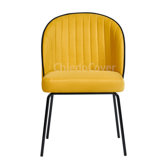 Tony's chair, yellow / black corduroy, black metal legs - photo 4