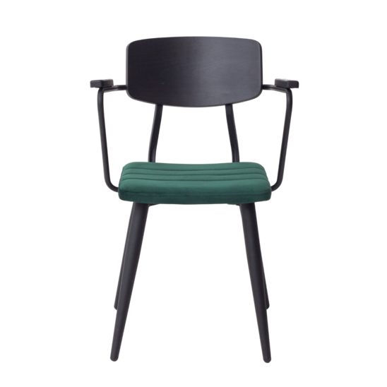 Kato chair with armrests, wooden back, metal legs - photo 5