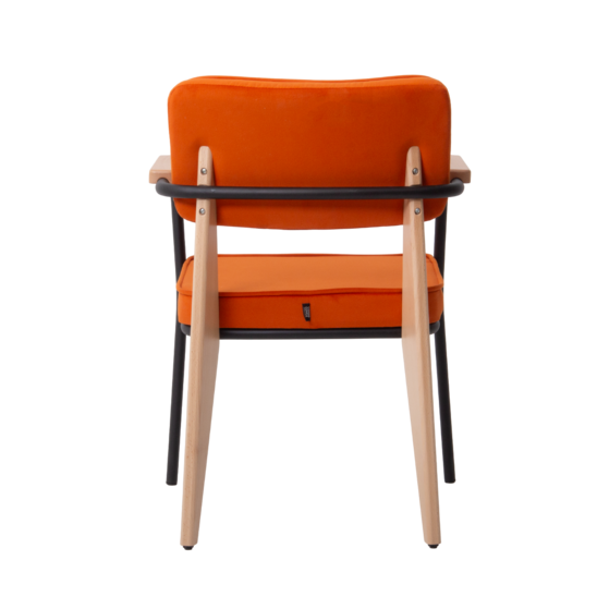 Mix Orange chair, velour Velutto 27, legs beech, stain light walnut , frame RAL 9005 - photo 5