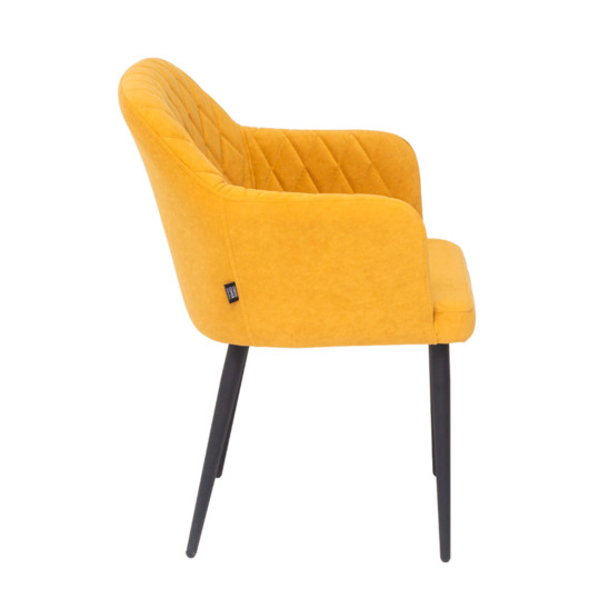 Tulip chair, yellow velour, metallic legs - photo 4