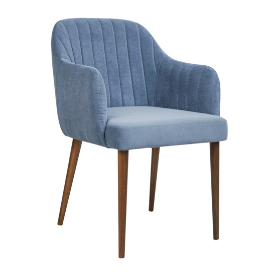 Tulip chair, velour Verona 27 jeans blue, light walnut - photo 1