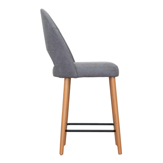 Mallin bar stool, grey velour, beech legs - photo 3