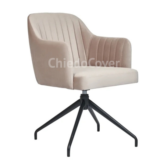 Tulip chair, beige fabric, metal rotating base - photo 1